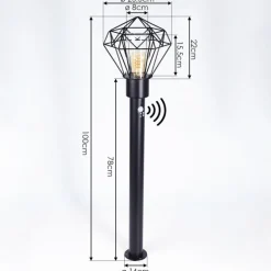 Lampes Vintages & Rétros-hofstein Borne lumineuse Solda Noir, 1 lumière, Détecteur de mouvement