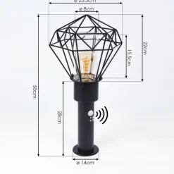 hofstein Borne lumineuse Solda Noir, 1 lumière, Détecteur de mouvement