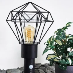 hofstein Borne lumineuse Solda Noir, 1 lumière, Détecteur de mouvement