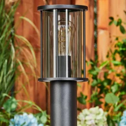 Suspension Verre Fumé-hofstein Borne lumineuse Sumalao Noir, 1 lumière