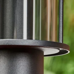 Suspension Verre Fumé-hofstein Borne lumineuse Sumalao Noir, 1 lumière, Détecteur de mouvement