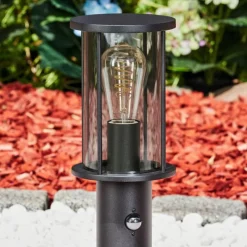 Suspension Verre Fumé-hofstein Borne lumineuse Sumalao Noir, 1 lumière, Détecteur de mouvement