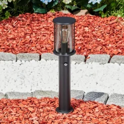 Suspension Verre Fumé-hofstein Borne lumineuse Sumalao Noir, 1 lumière, Détecteur de mouvement