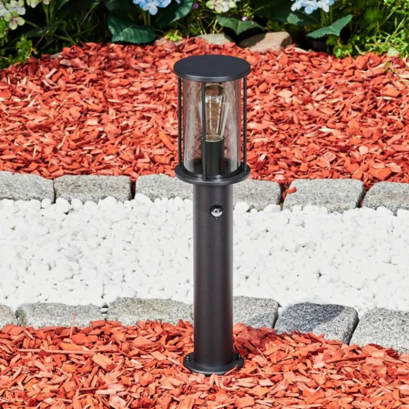 Suspension Verre Fumé-hofstein Borne lumineuse Sumalao Noir, 1 lumière, Détecteur de mouvement