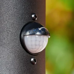 Suspension Verre Fumé-hofstein Borne lumineuse Sumalao Noir, 1 lumière, Détecteur de mouvement