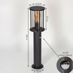 Suspension Verre Fumé-hofstein Borne lumineuse Sumalao Noir, 1 lumière, Détecteur de mouvement