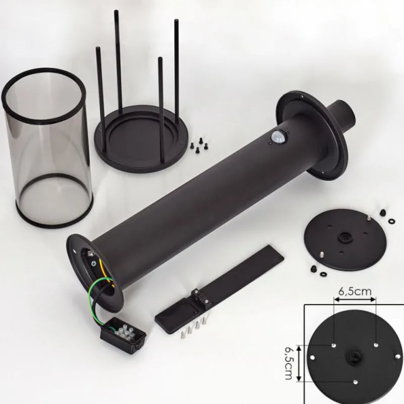 Suspension Verre Fumé-hofstein Borne lumineuse Sumalao Noir, 1 lumière, Détecteur de mouvement