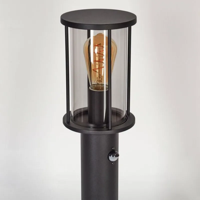 Suspension Verre Fumé-hofstein Borne lumineuse Sumalao Noir, 1 lumière, Détecteur de mouvement