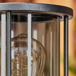 Suspension Verre Fumé-hofstein Borne lumineuse Sumalao Noir, 1 lumière, Détecteur de mouvement