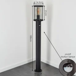 Suspension Verre Fumé-hofstein Borne lumineuse Sumalao Noir, 1 lumière, Détecteur de mouvement