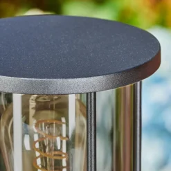 Suspension Verre Fumé-hofstein Borne lumineuse Sumalao Noir, 1 lumière, Détecteur de mouvement