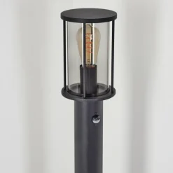 Suspension Verre Fumé-hofstein Borne lumineuse Sumalao Noir, 1 lumière, Détecteur de mouvement