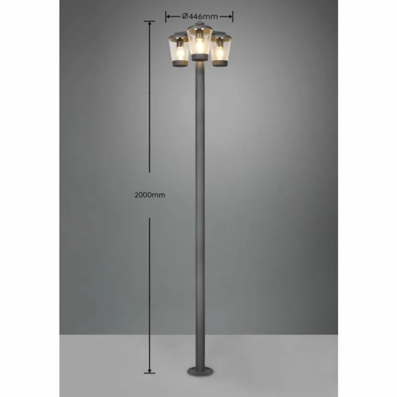 Luminaires Trio Borne lumineuse Trio-Leuchten Cavado Anthracite, 3 lumières