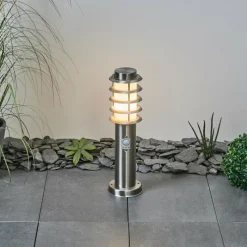 hofstein Borne lumineuse Tunes Nickel mat, 1 lumière, Détecteur de mouvement