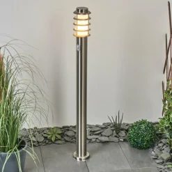 hofstein Borne lumineuse Tunes Nickel mat, 1 lumière, Détecteur de mouvement