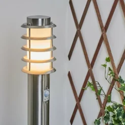 hofstein Borne lumineuse Tunes Nickel mat, 1 lumière, Détecteur de mouvement