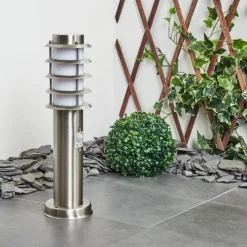 hofstein Borne lumineuse Tunes Nickel mat, 1 lumière, Détecteur de mouvement