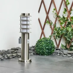 hofstein Borne lumineuse Tunes Nickel mat, 1 lumière, Détecteur de mouvement