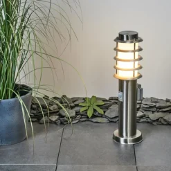 hofstein Borne lumineuse Tunes Nickel mat, 1 lumière, Détecteur de mouvement