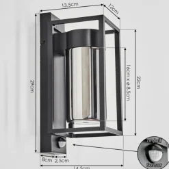 hofstein Boucinho Lampe murale d´extérieur Noir, 1 lumière, Détecteur de mouvement