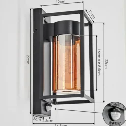 hofstein Boucinho Lampe murale d´extérieur Noir, 1 lumière, Détecteur de mouvement