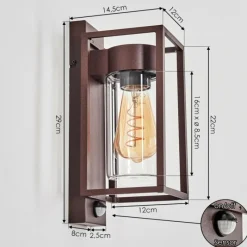 hofstein Boucinho Lampe murale d´extérieur Rouille, 1 lumière, Détecteur de mouvement