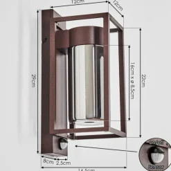 hofstein Boucinho Lampe murale d´extérieur Rouille, 1 lumière, Détecteur de mouvement