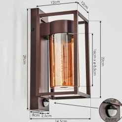 hofstein Boucinho Lampe murale d´extérieur Rouille, 1 lumière, Détecteur de mouvement
