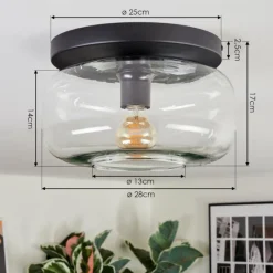 hofstein Boza Plafonnier, Boule lumineuse Clair, 1 lumière