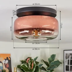 hofstein Boza Plafonnier, Boule lumineuse Clair, Cuivré, 1 lumière