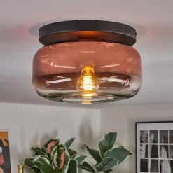 hofstein Boza Plafonnier, Boule lumineuse Clair, Cuivré, 1 lumière