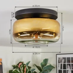 hofstein Boza Plafonnier, Boule lumineuse Or, Clair, 1 lumière