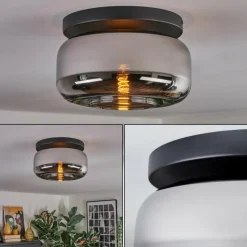 Suspension Verre Fumé-hofstein Boza Plafonnier, Boule lumineuse Chrome, Fumé, 1 lumière