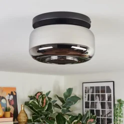 Suspension Verre Fumé-hofstein Boza Plafonnier, Boule lumineuse Chrome, Fumé, 1 lumière