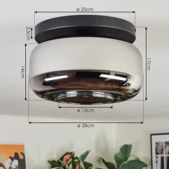 Suspension Verre Fumé-hofstein Boza Plafonnier, Boule lumineuse Chrome, Fumé, 1 lumière