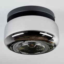 Suspension Verre Fumé-hofstein Boza Plafonnier, Boule lumineuse Chrome, Fumé, 1 lumière