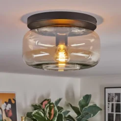 hofstein Boza Plafonnier, Boule lumineuse Ambre, Clair, 1 lumière