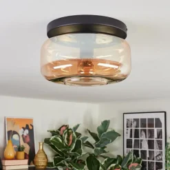 hofstein Boza Plafonnier, Boule lumineuse Ambre, 1 lumière