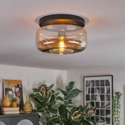 hofstein Boza Plafonnier, Boule lumineuse Ambre, 1 lumière