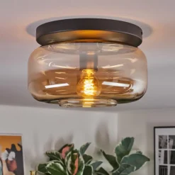 hofstein Boza Plafonnier, Boule lumineuse Ambre, 1 lumière