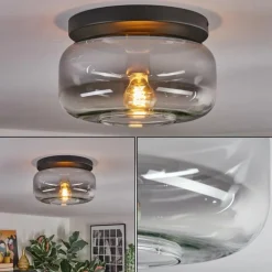 hofstein Boza Plafonnier, Boule lumineuse Clair, Fumé, 1 lumière