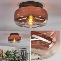 hofstein Boza Plafonnier, Boule lumineuse Clair, Cuivré, 1 lumière