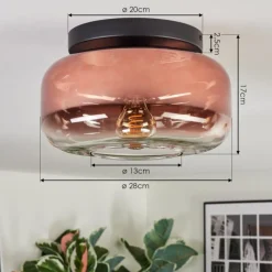 hofstein Boza Plafonnier, Boule lumineuse Clair, Cuivré, 1 lumière