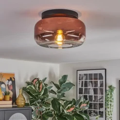 hofstein Boza Plafonnier, Boule lumineuse Clair, Cuivré, 1 lumière