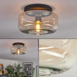 hofstein Boza Plafonnier, Boule lumineuse Ambre, Clair, 1 lumière