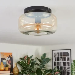 hofstein Boza Plafonnier, Boule lumineuse Ambre, Clair, 1 lumière