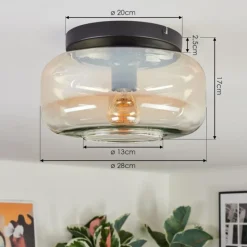 hofstein Boza Plafonnier, Boule lumineuse Ambre, Clair, 1 lumière