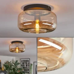 hofstein Boza Plafonnier, Boule lumineuse Ambre, 1 lumière