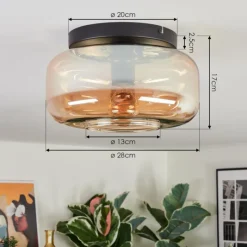 hofstein Boza Plafonnier, Boule lumineuse Ambre, 1 lumière