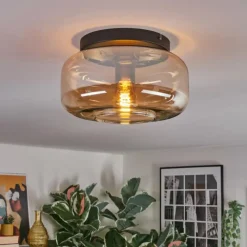 hofstein Boza Plafonnier, Boule lumineuse Ambre, 1 lumière